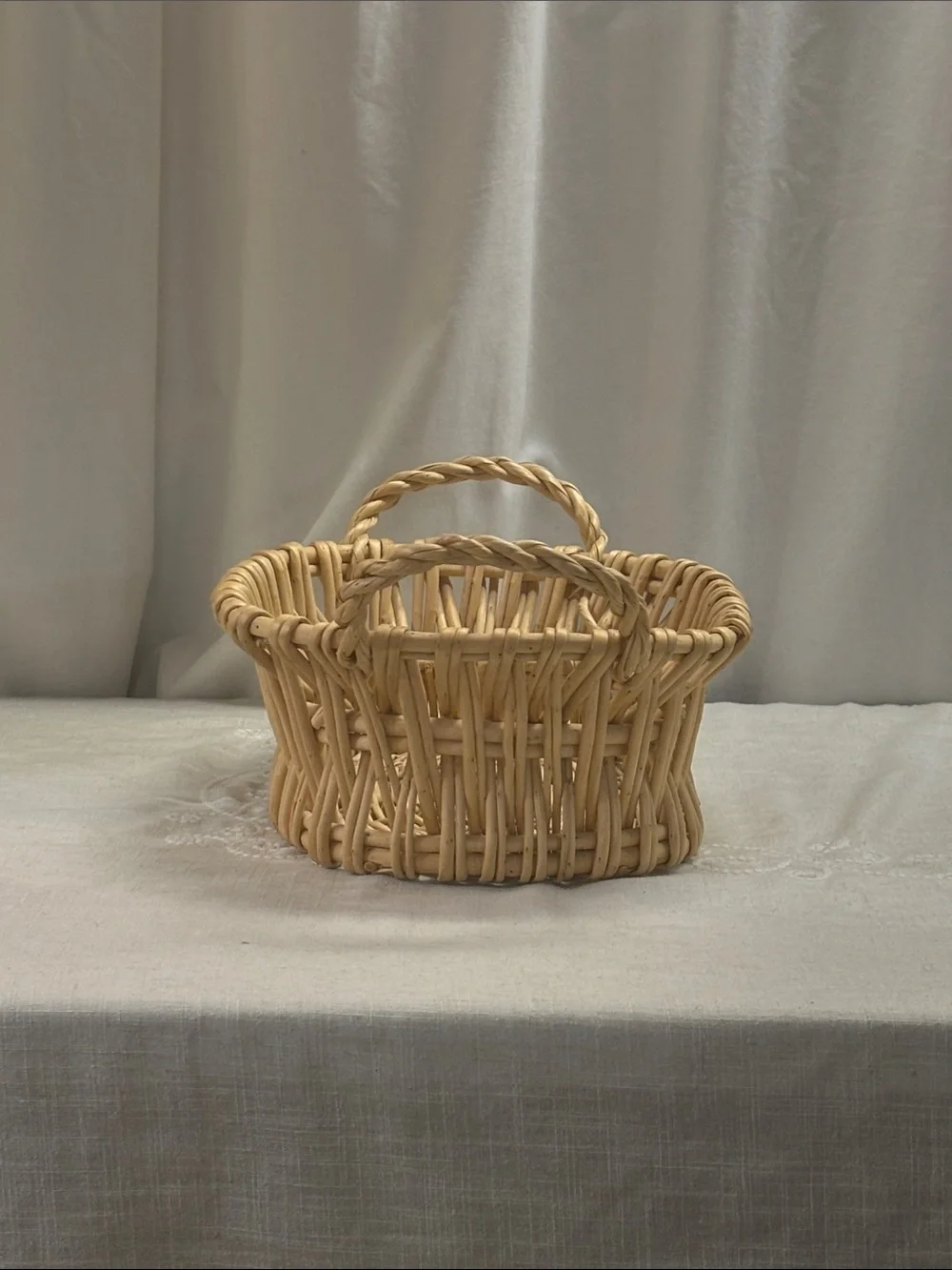 Wicker Basket with Handles - Natural Tan